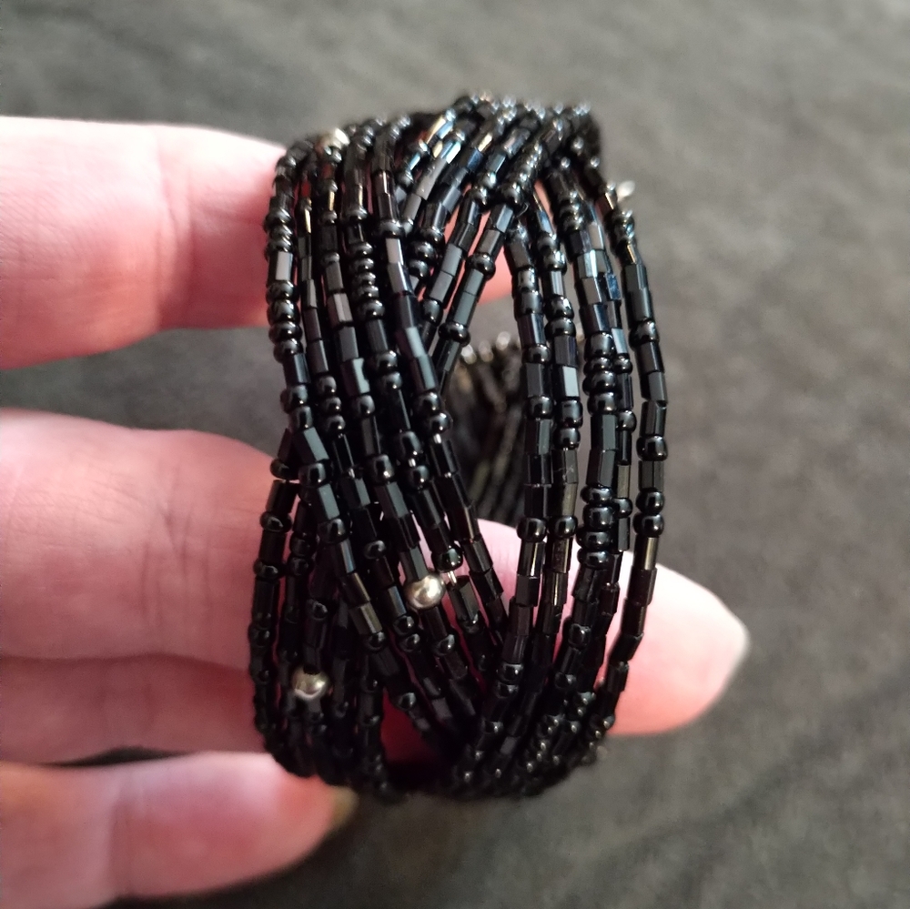 Black cocktail cuff bracelet